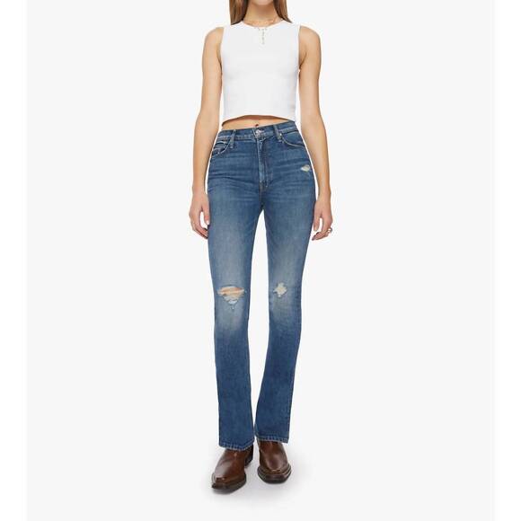 NEW MOTHER women's morning chores high waisted jeans in blue